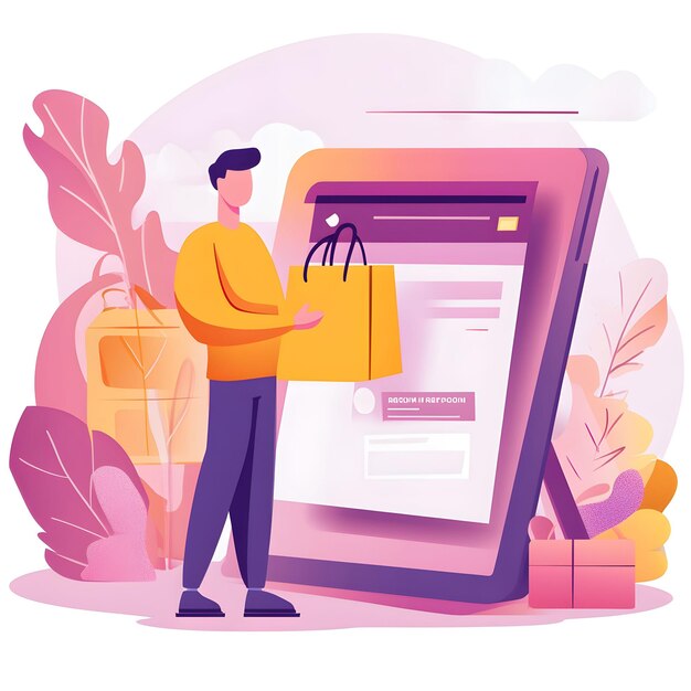 Illustration explaining how eCommerce works